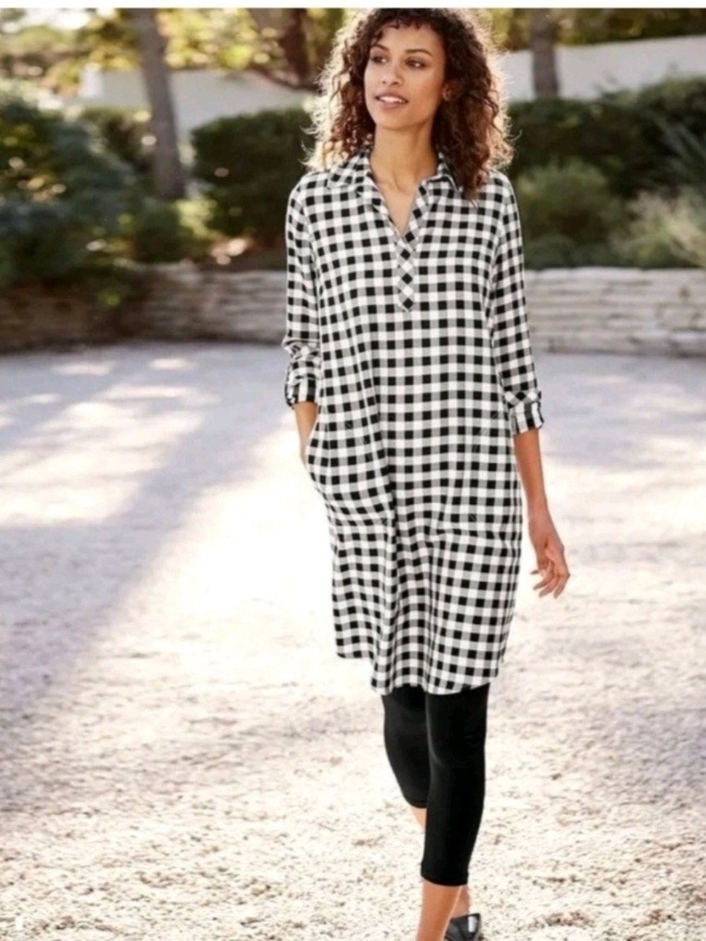 J.Jill Black & White Gingham Tunic/ Dress XL - Effortless Everyday Style